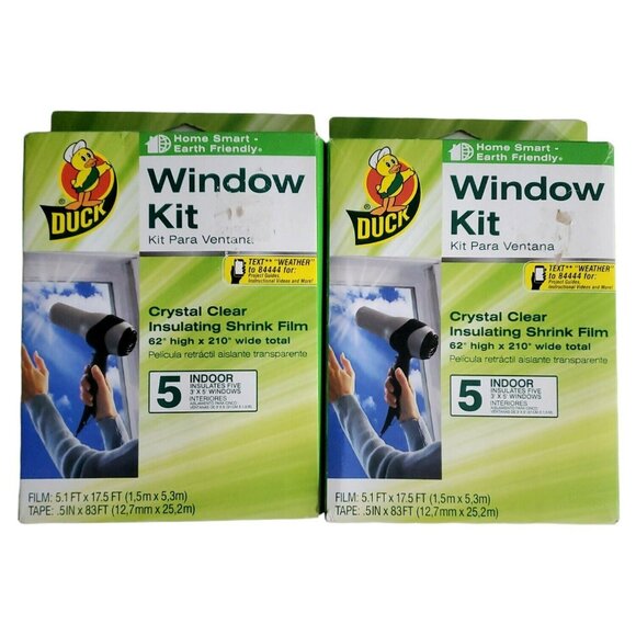 New Shrink Film Insulation Kits Winter Wrap 5 Windows 62"x 210" Duck 2 Boxes - Picture 5 of 5